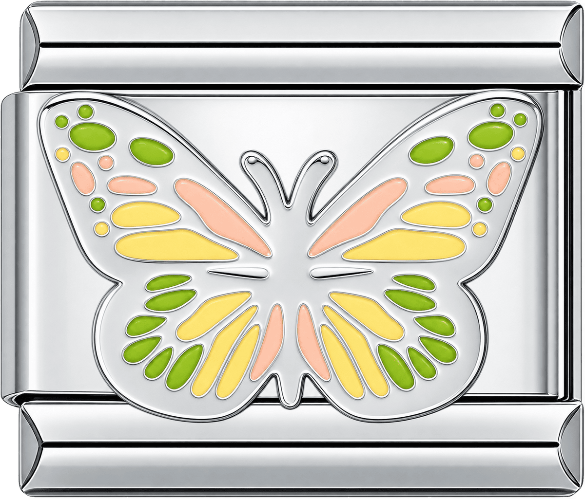 Green Yellow Enamel Butterfly Single Charm