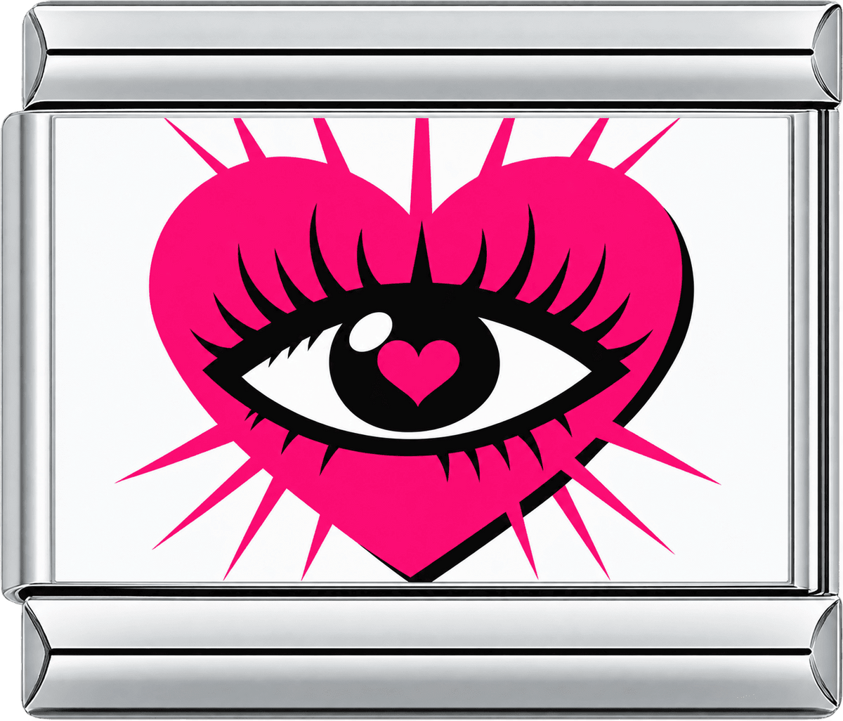 Pink Heart Evil Eye On White Single Charm