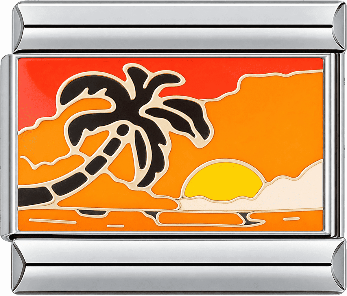 Sunset Palm Silhouette Single Charm