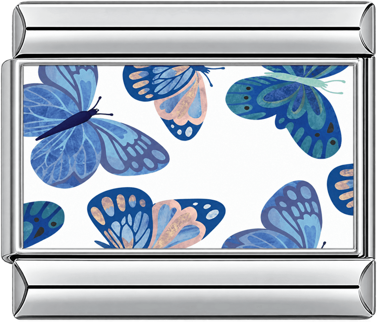 Blue Watercolor Butterflies Single Charm