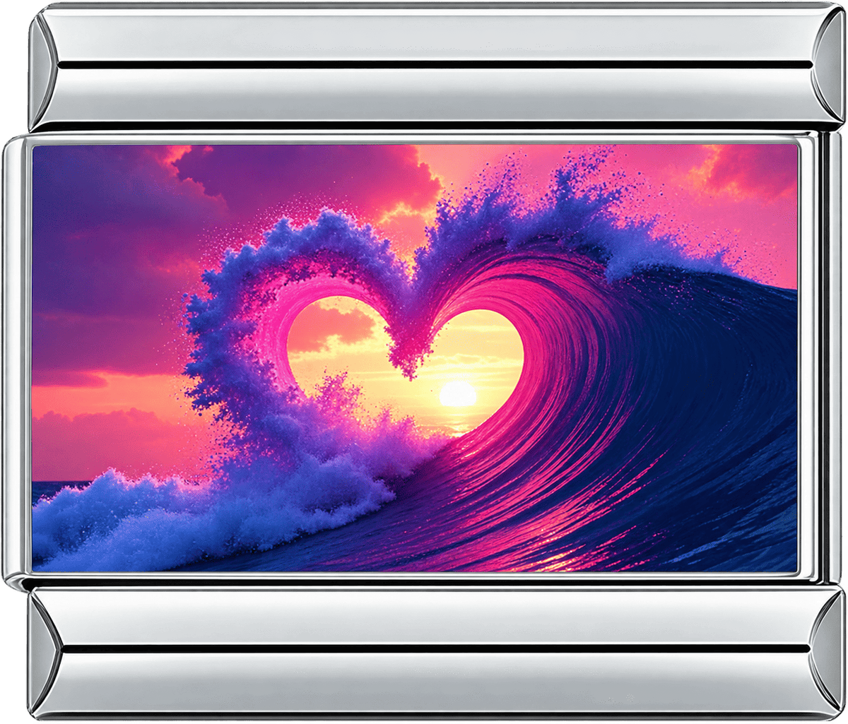 Heart Wave Sunset Single Charm