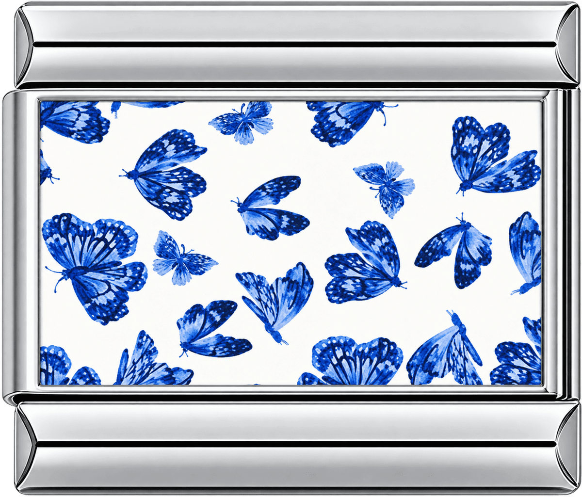 Cobalt Blue Butterfly Pattern Single Charm