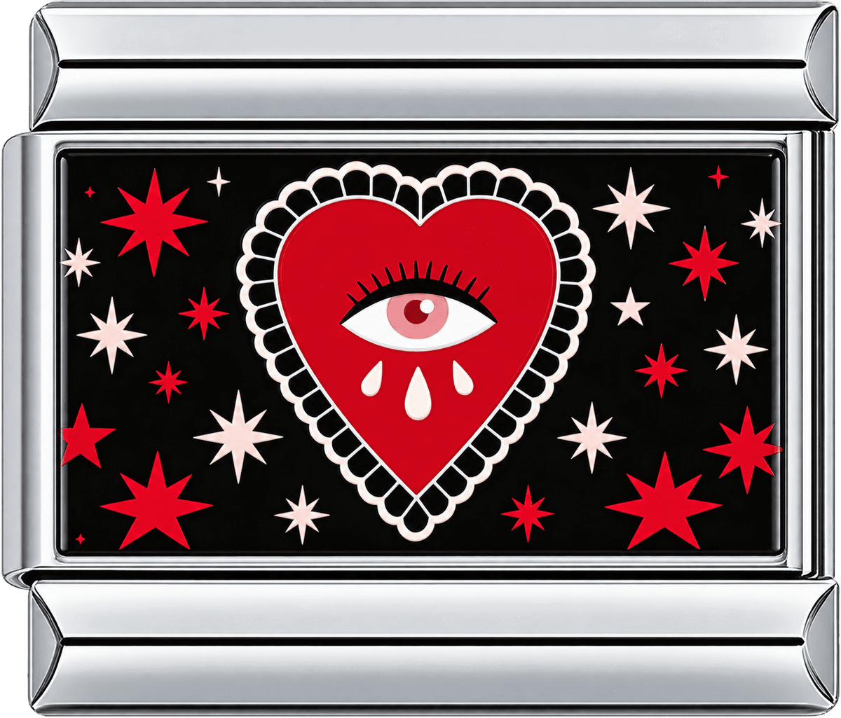 Crying Eye Lace Heart & Stars Single Charm