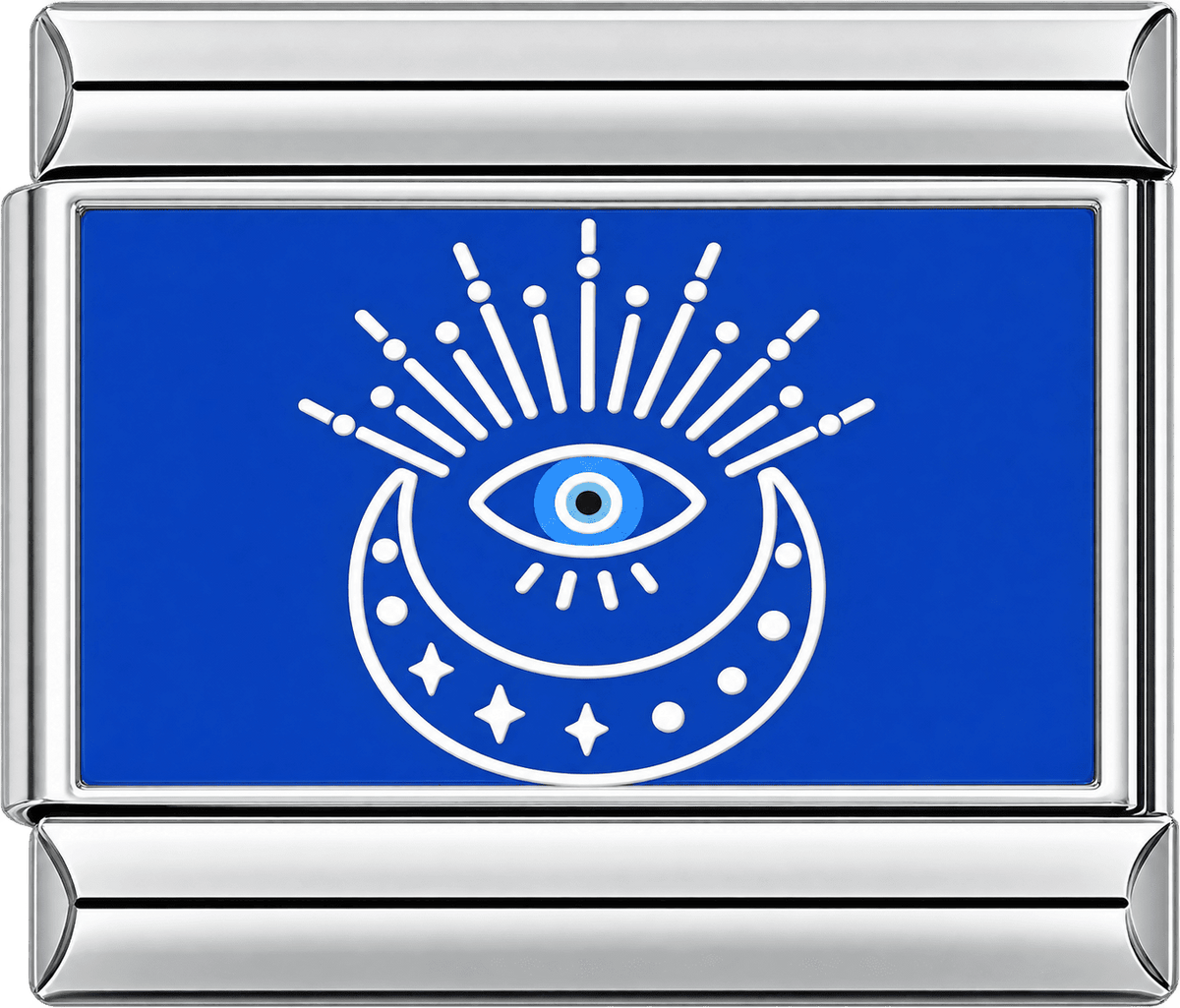 Crescent Moon Evil Eye Single Charm