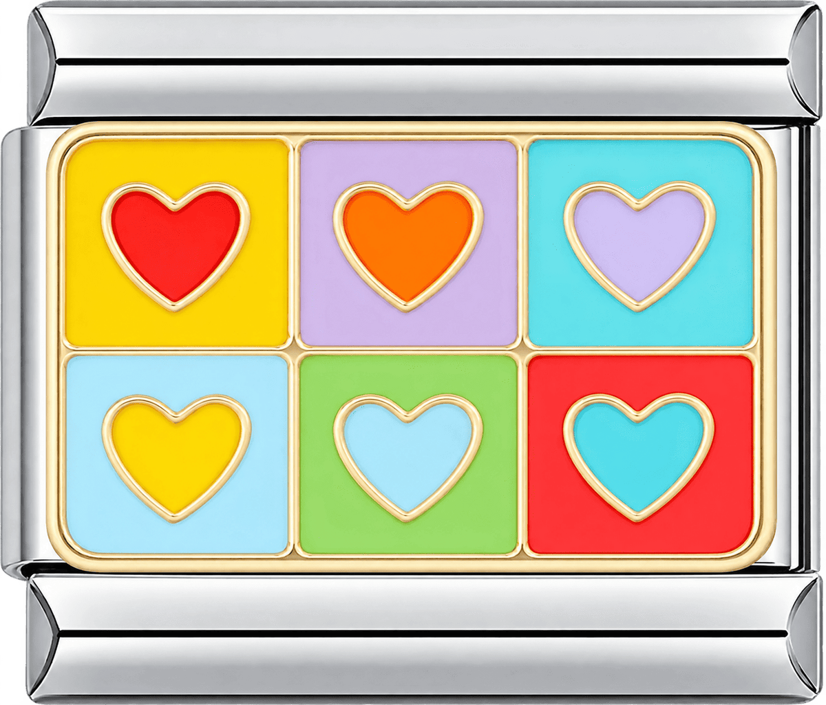 Colorful Heart Grid Single Charm