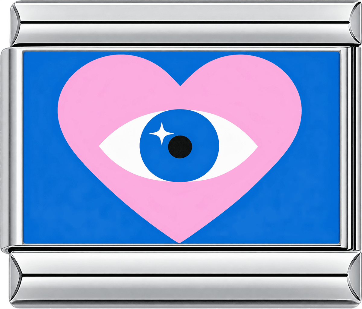 Pink Heart Evil Eye Single Charm