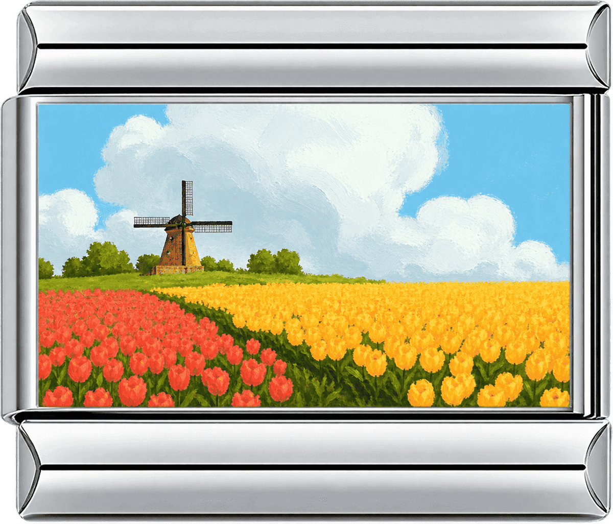 Tulip Field Windmill Single Charm