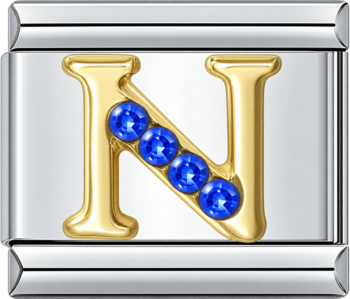 Gold Letter N Single Charm