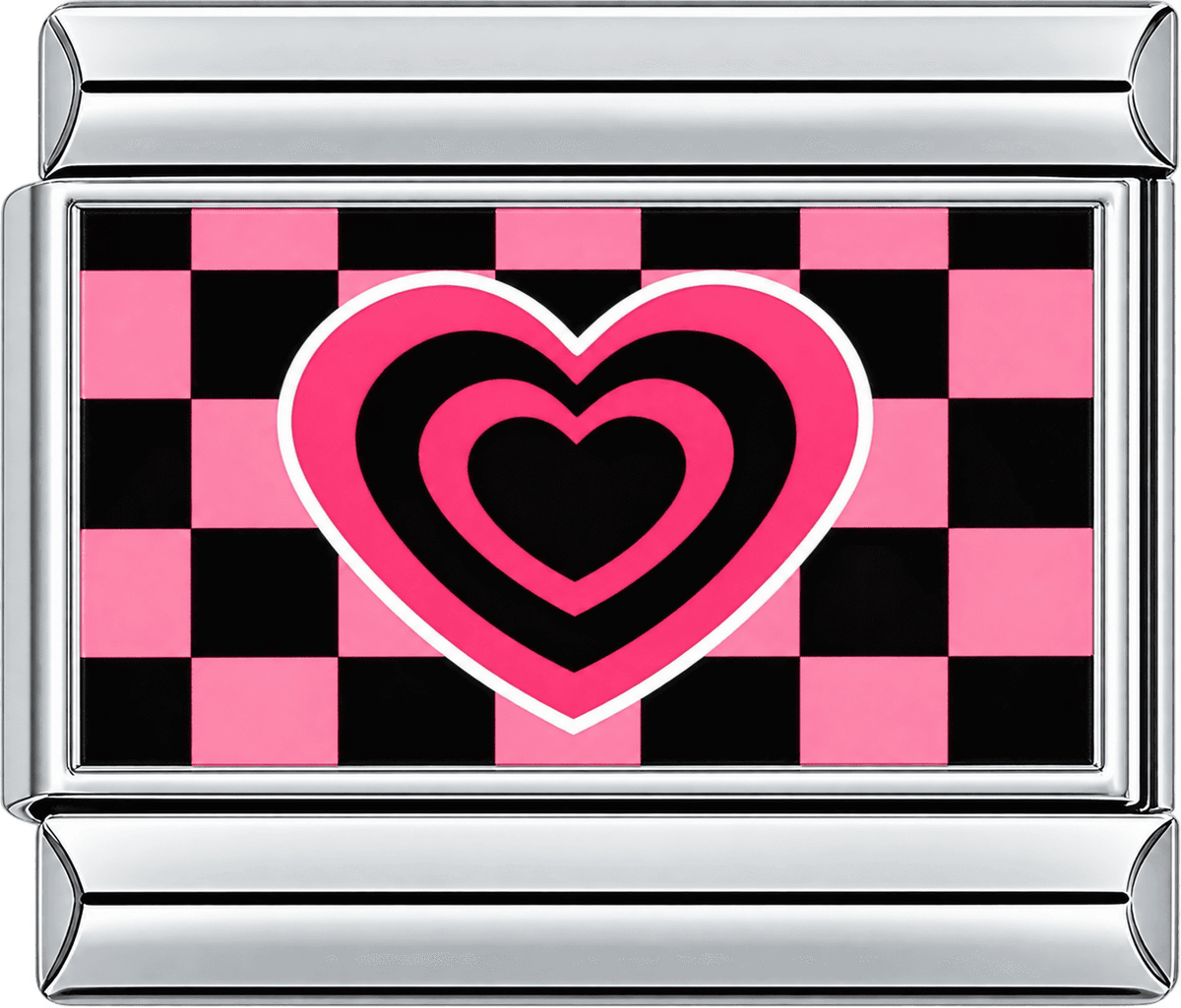 Black & Pink Heart Single Charm