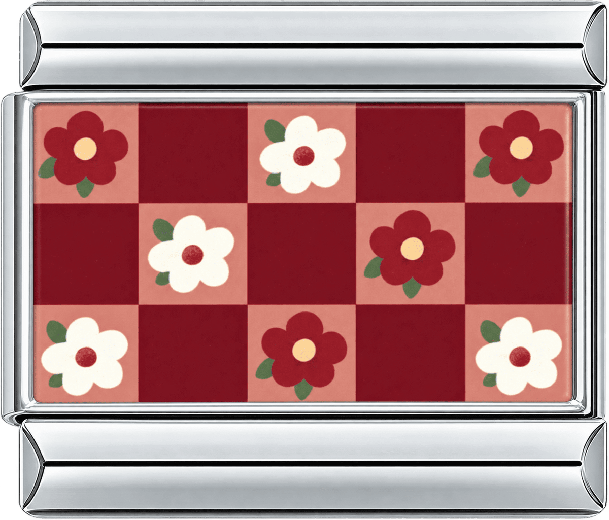 Vintage Bloom Checkered Single Charm