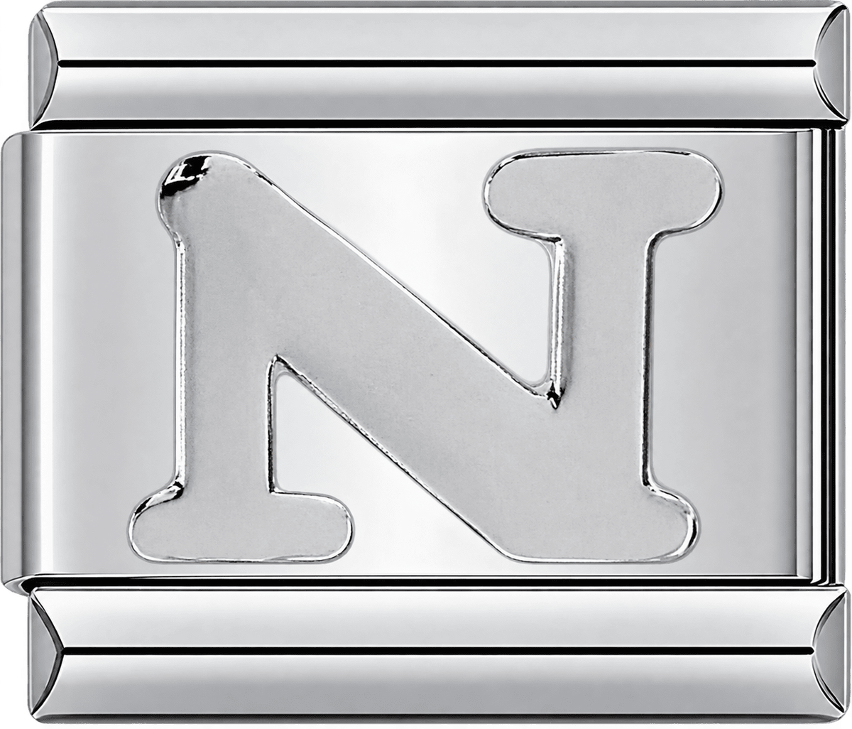 Silver Letter N Single Charm