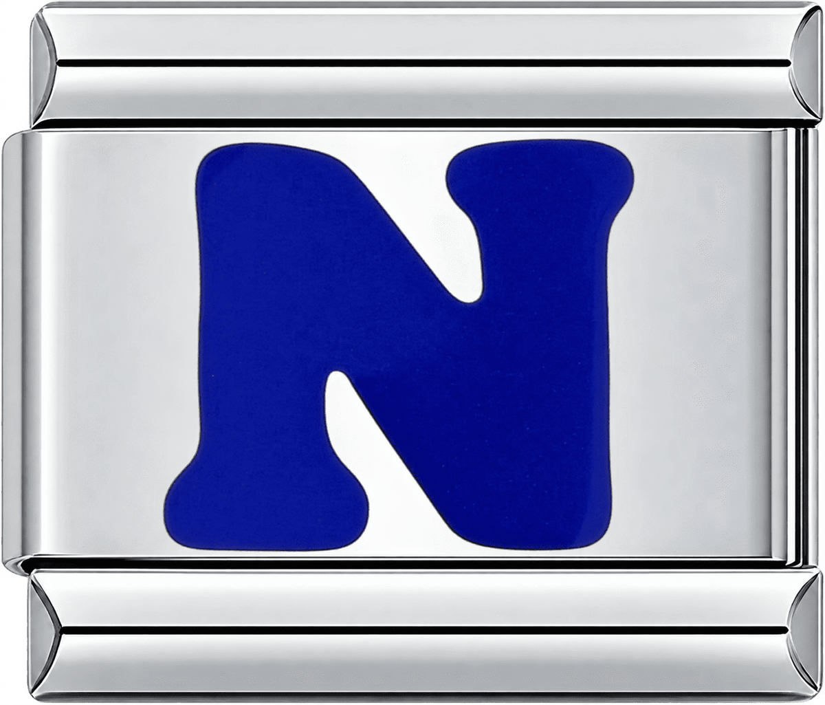 Blue Letter N Single Charm