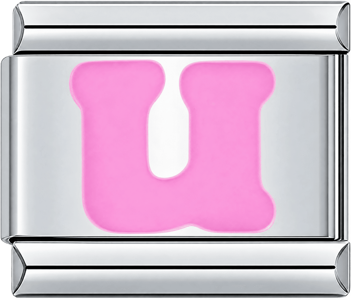 Pink Letter U Single Charm
