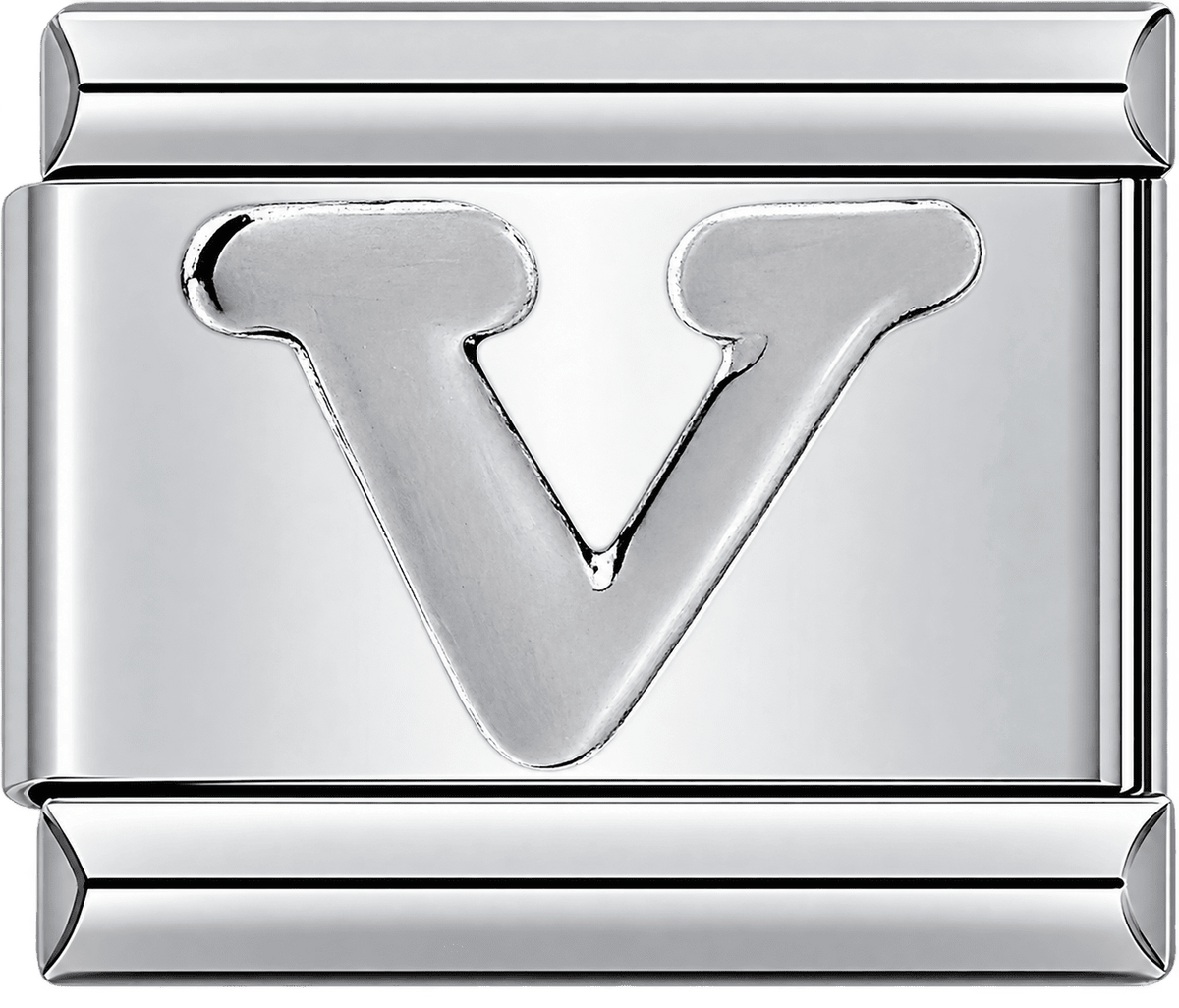 Silver Letter V Single Charm