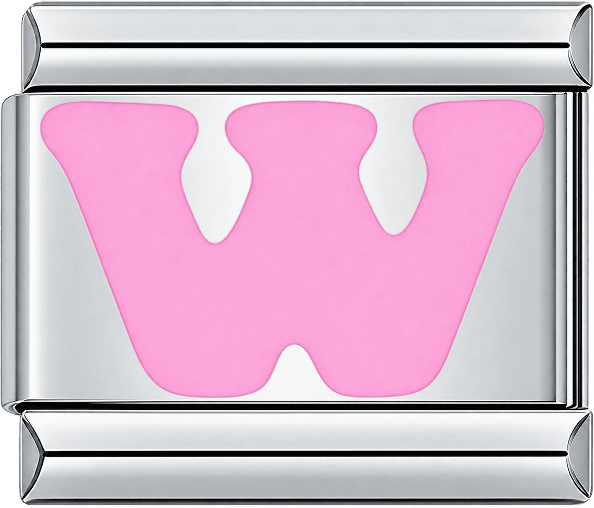 Pink Letter W Single Charm