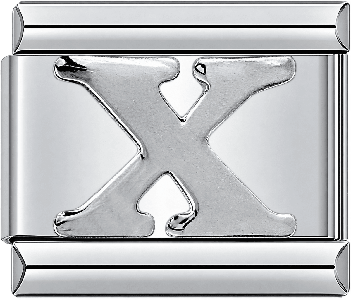 Silver Letter X Single Charm