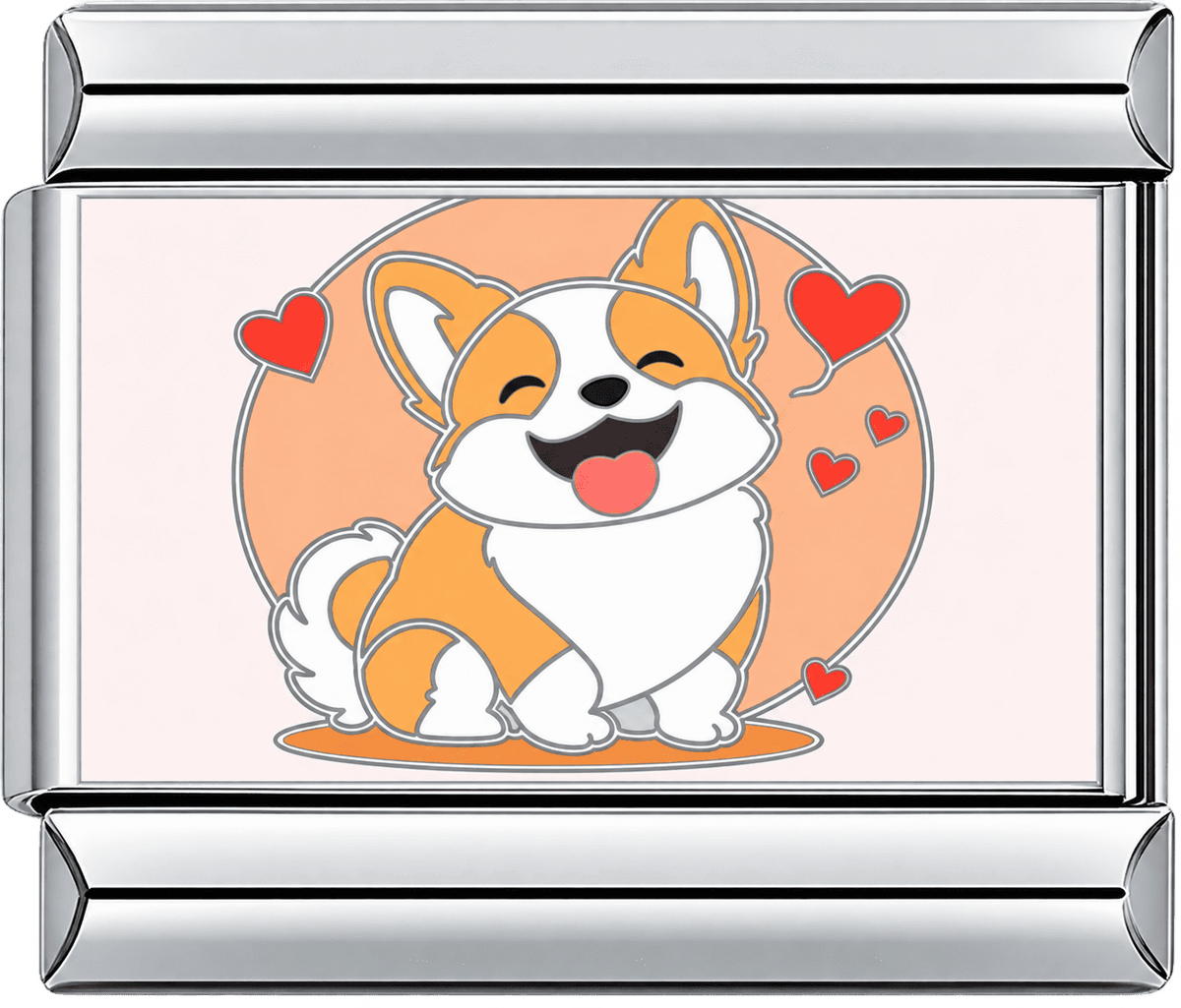 Happy Corgi Hearts Single Charm