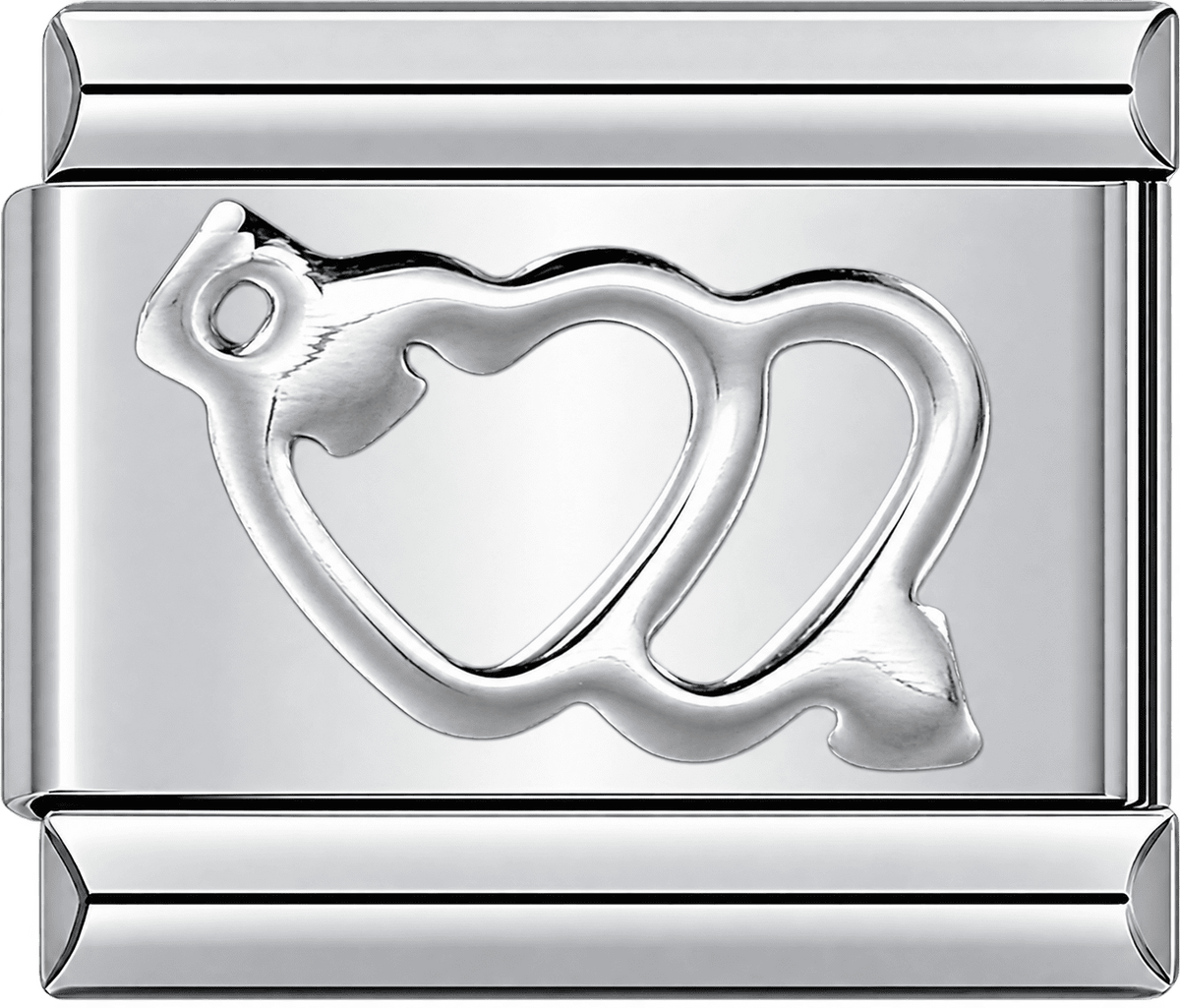 Cupid Double Heart Single Charm
