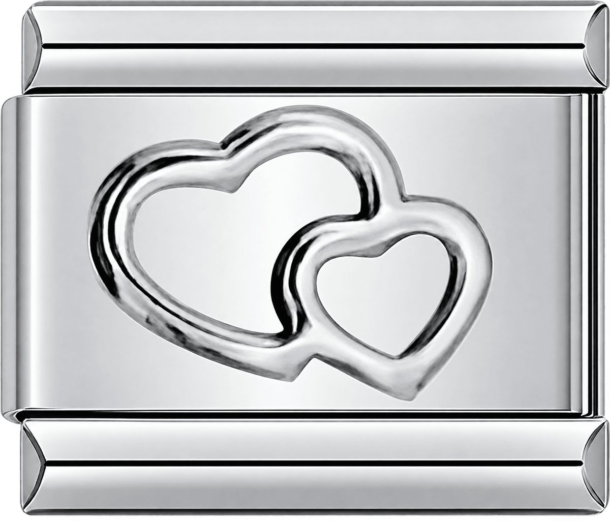 Silver Double Heart Single Charm