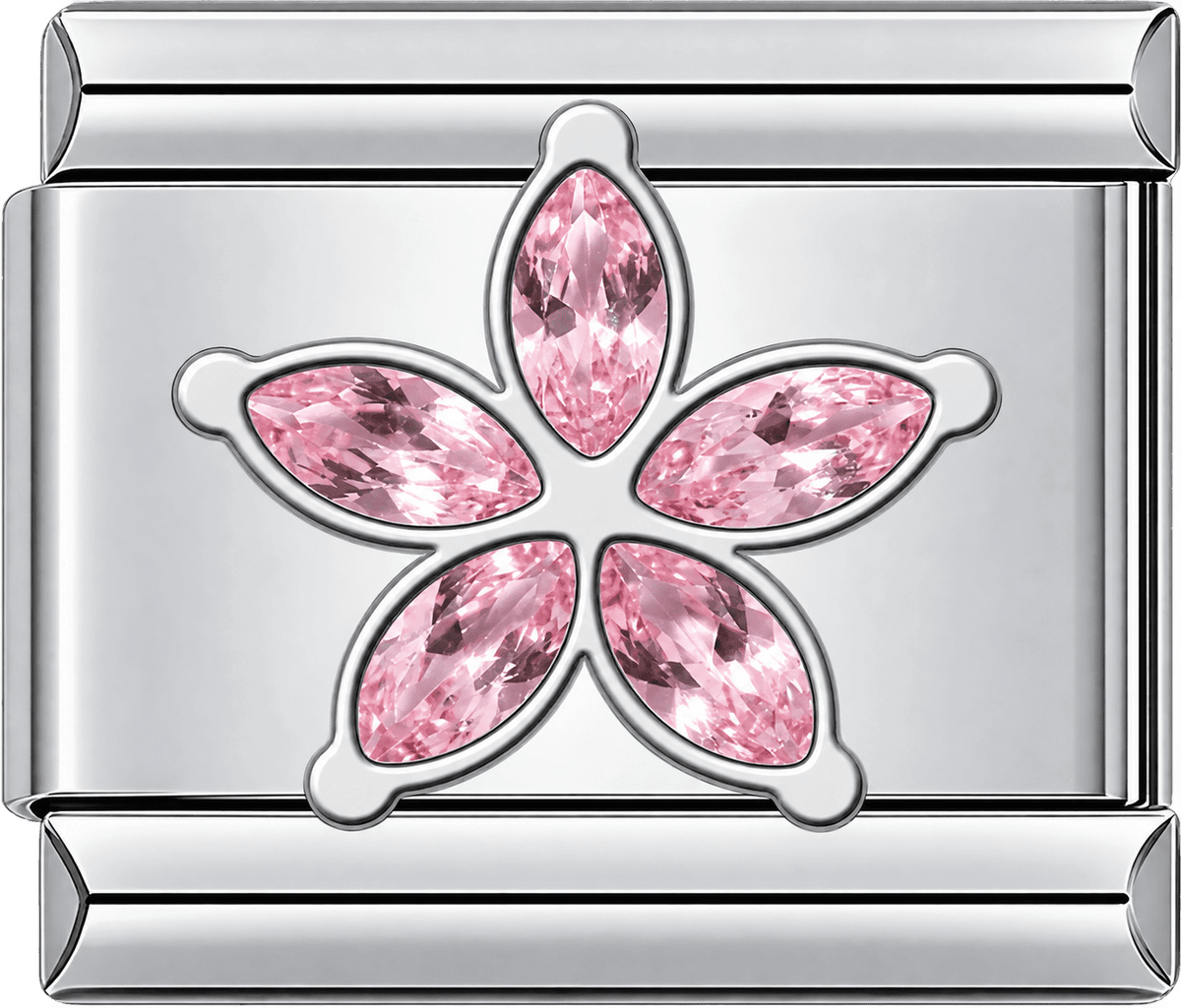 Pink Crystal Flower Charm