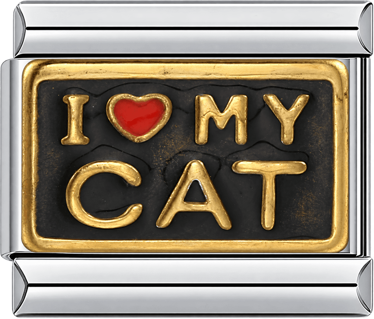 Black & Gold I Love My Cat Single Charm