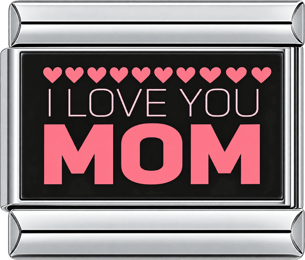 I Love You Mom Hearts Single Charm