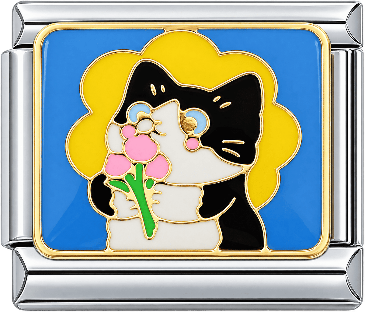 Cat Smelling Flowers Single Charm