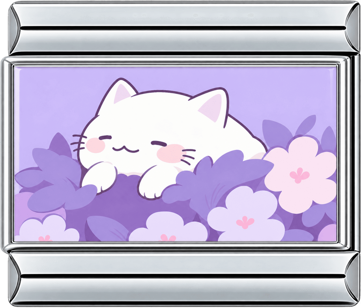 Lavender Garden Cat Single Charm