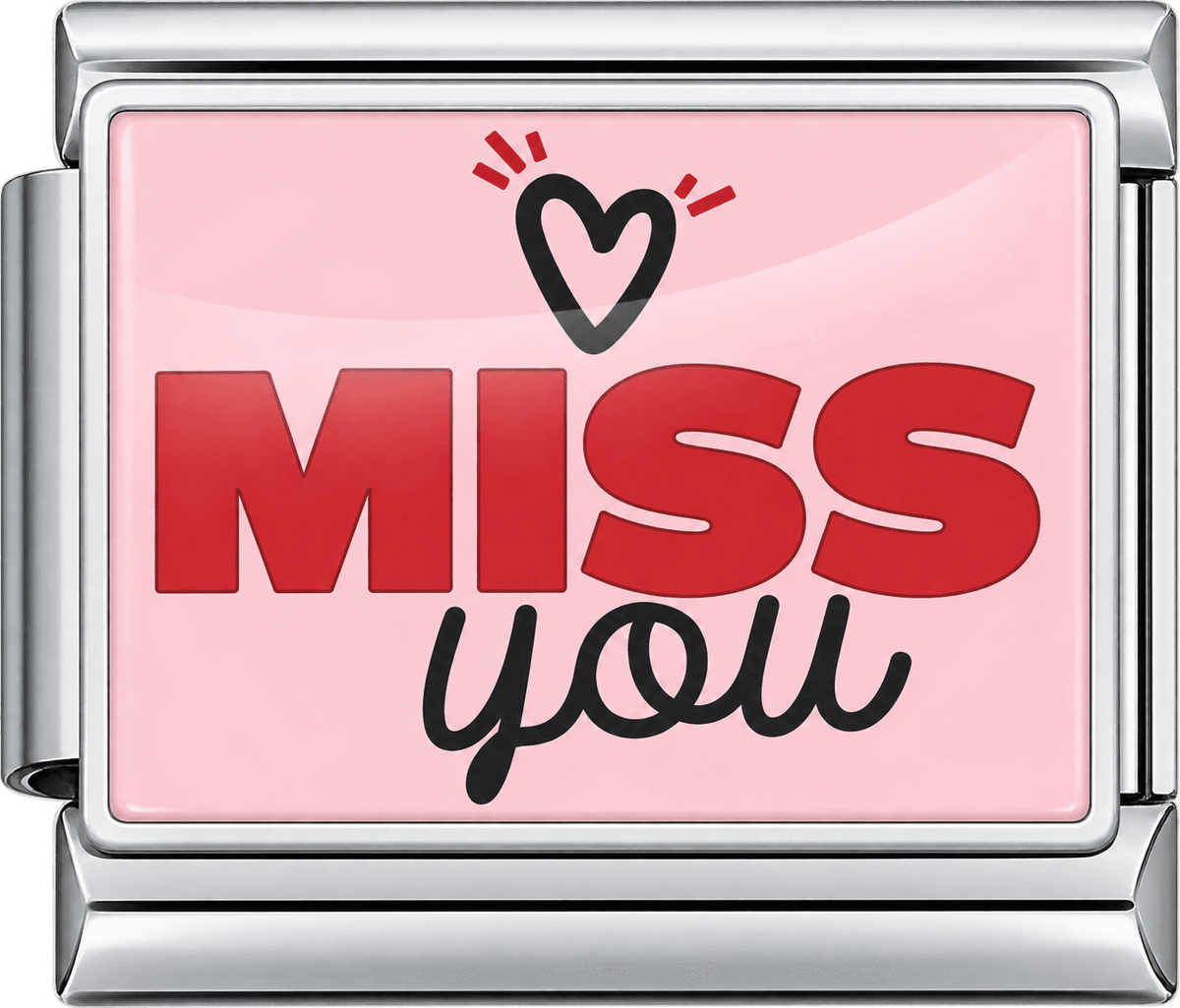 Pink Miss You Heart Single Charm