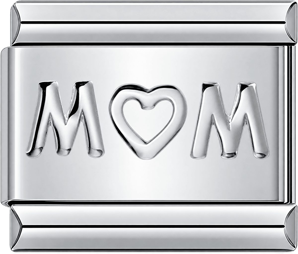 Silver Mom Heart Single Charm