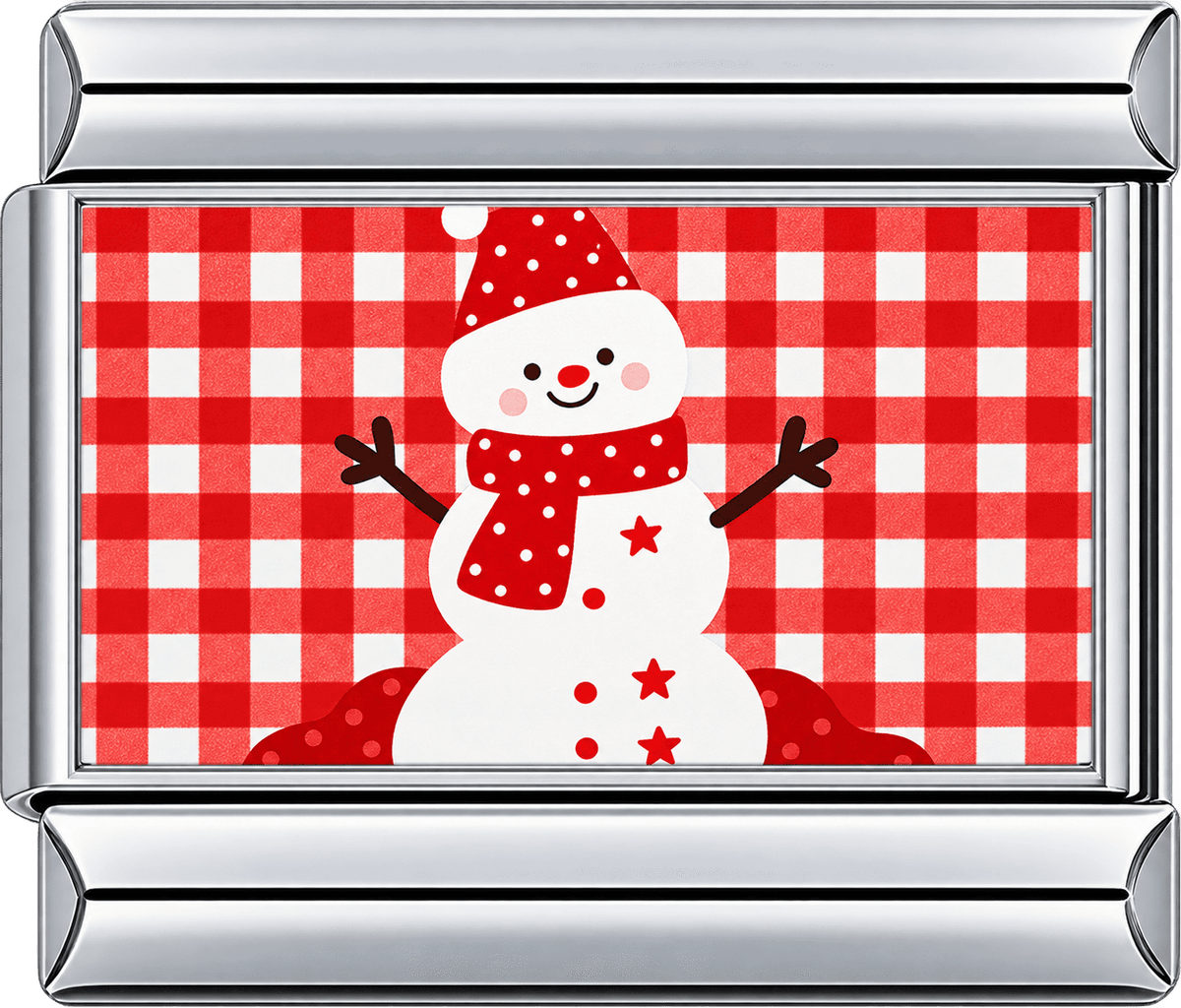 Red Gingham Snowman Single Charm