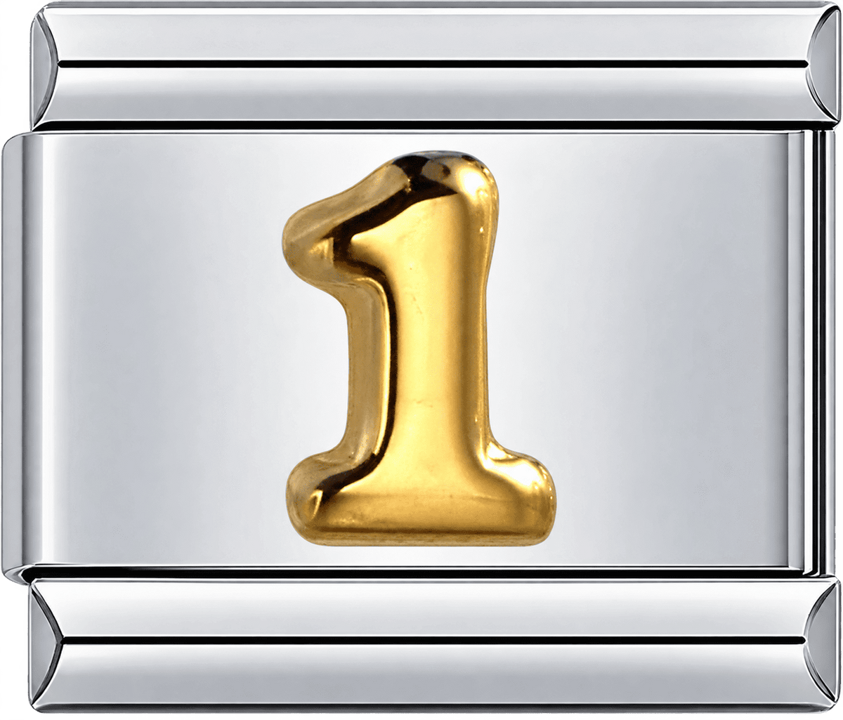 Gold Number 1 Single Charm