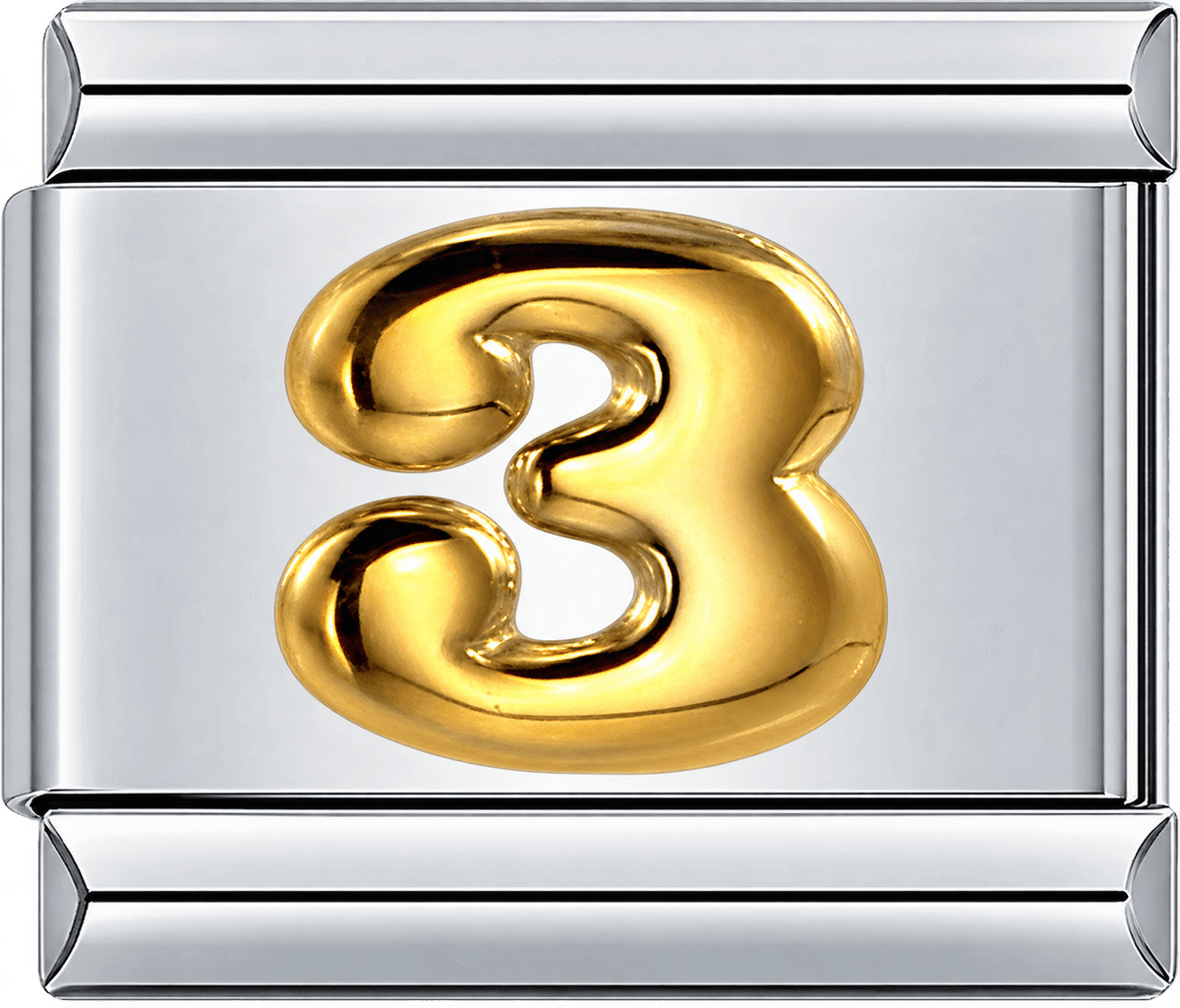 Gold Number 3 Single Charm