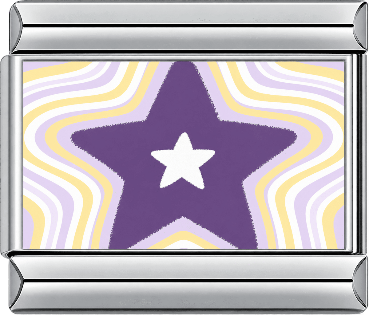 Purple Retro Star Single Charm