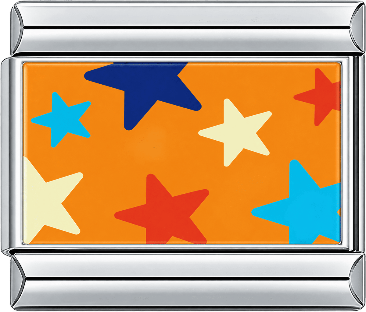 Multicolor Stars on Orange Single Charm