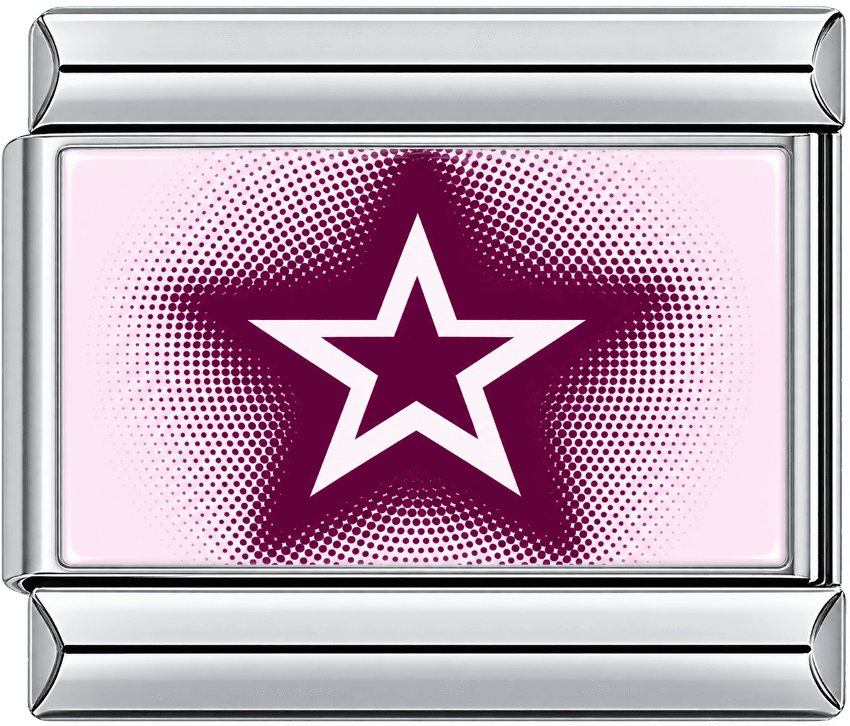 Purple Halftone Outline Star Single Charm