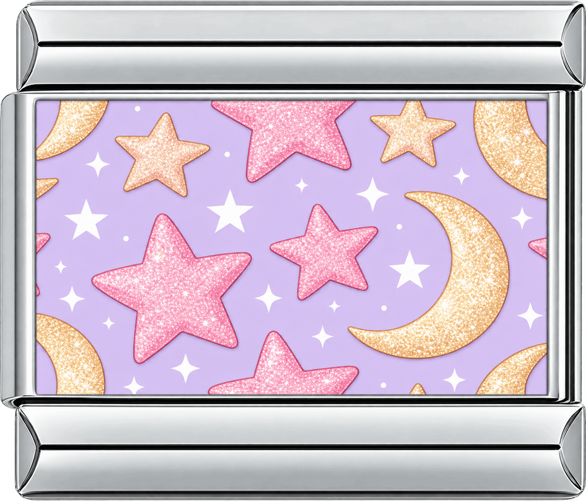 Glitter Moon & Stars Single Charm