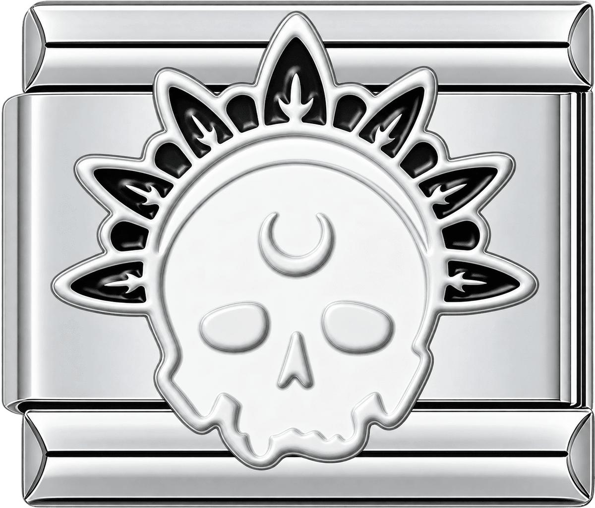 Crescent Moon Skull Halloween Single Charm