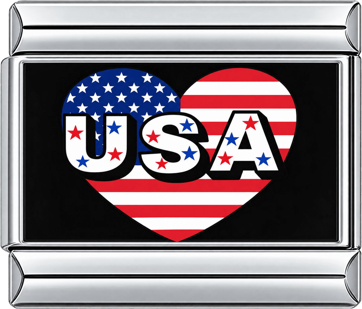 USA Heart Flag Single Charm