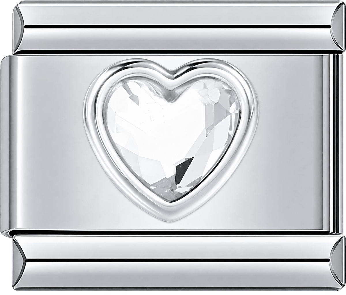 Clear Crystal Heart Single Charm