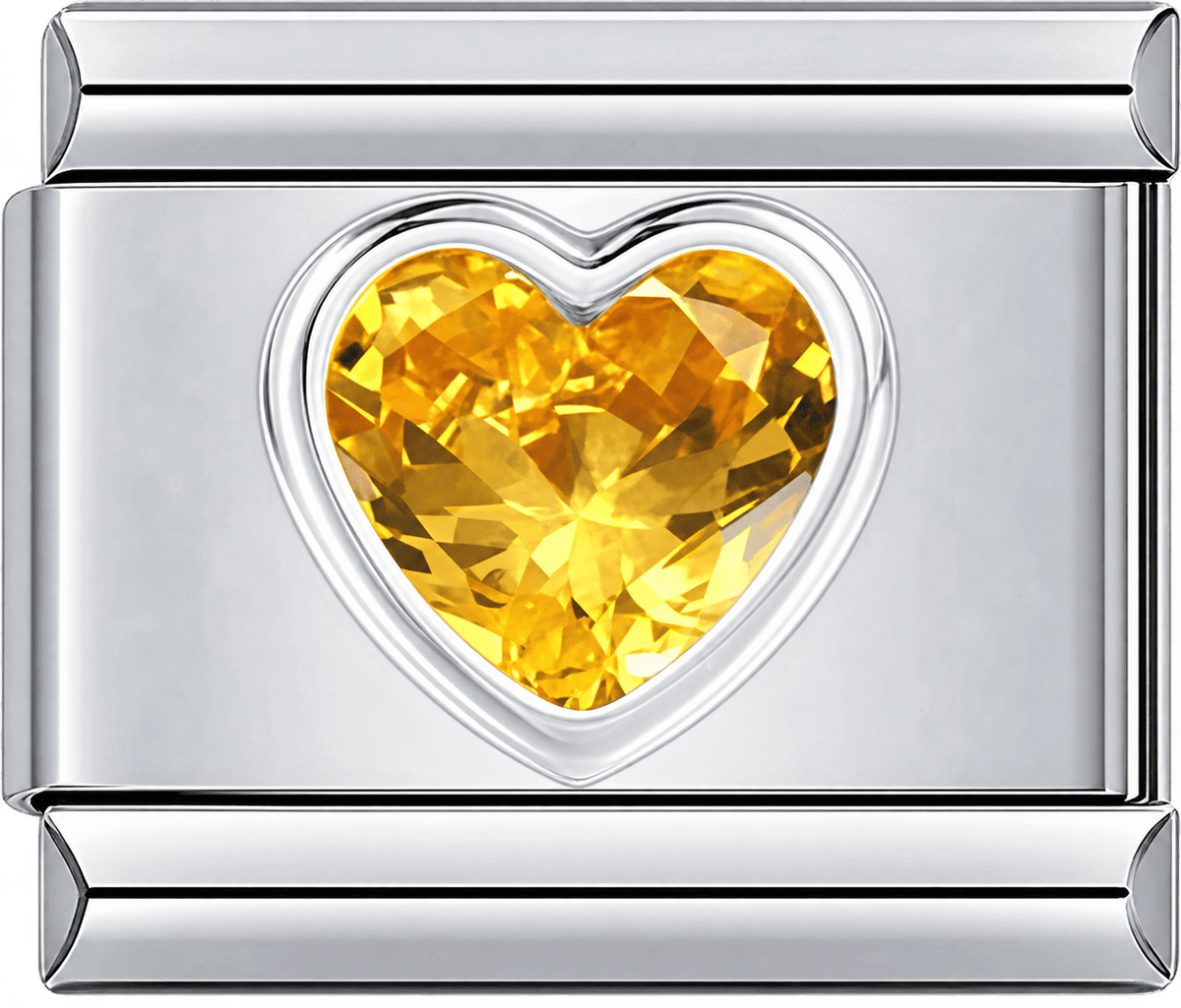 Golden Yellow Crystal Heart Single Charm
