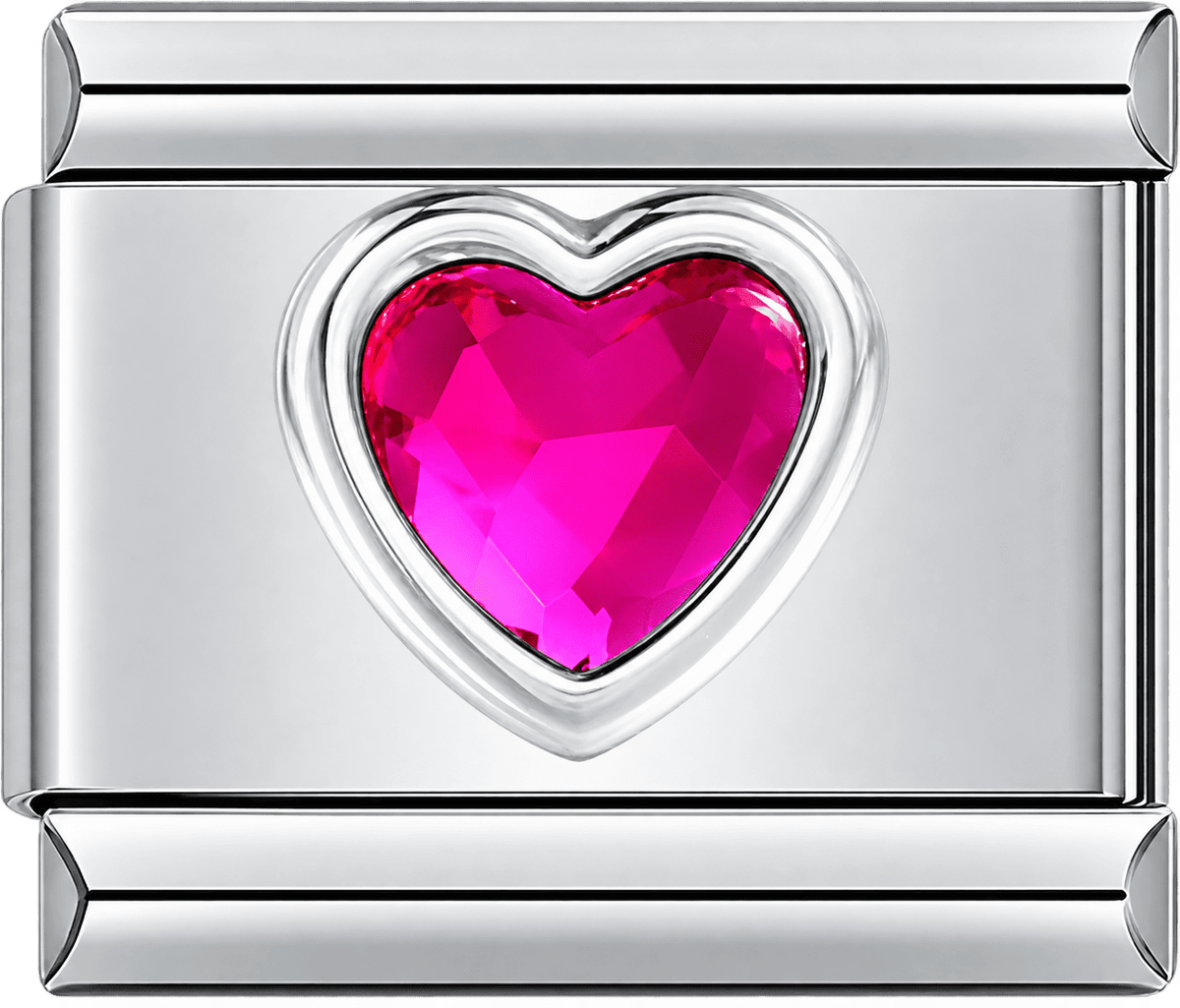 Hot Pink Crystal Heart Single Charm