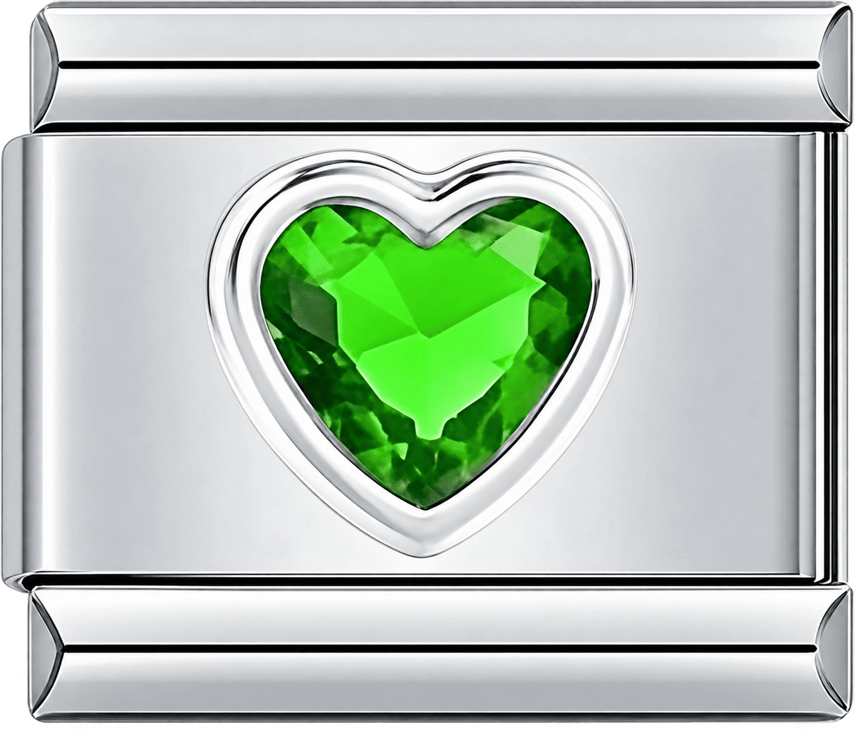 Lime Green Crystal Heart Single Charm