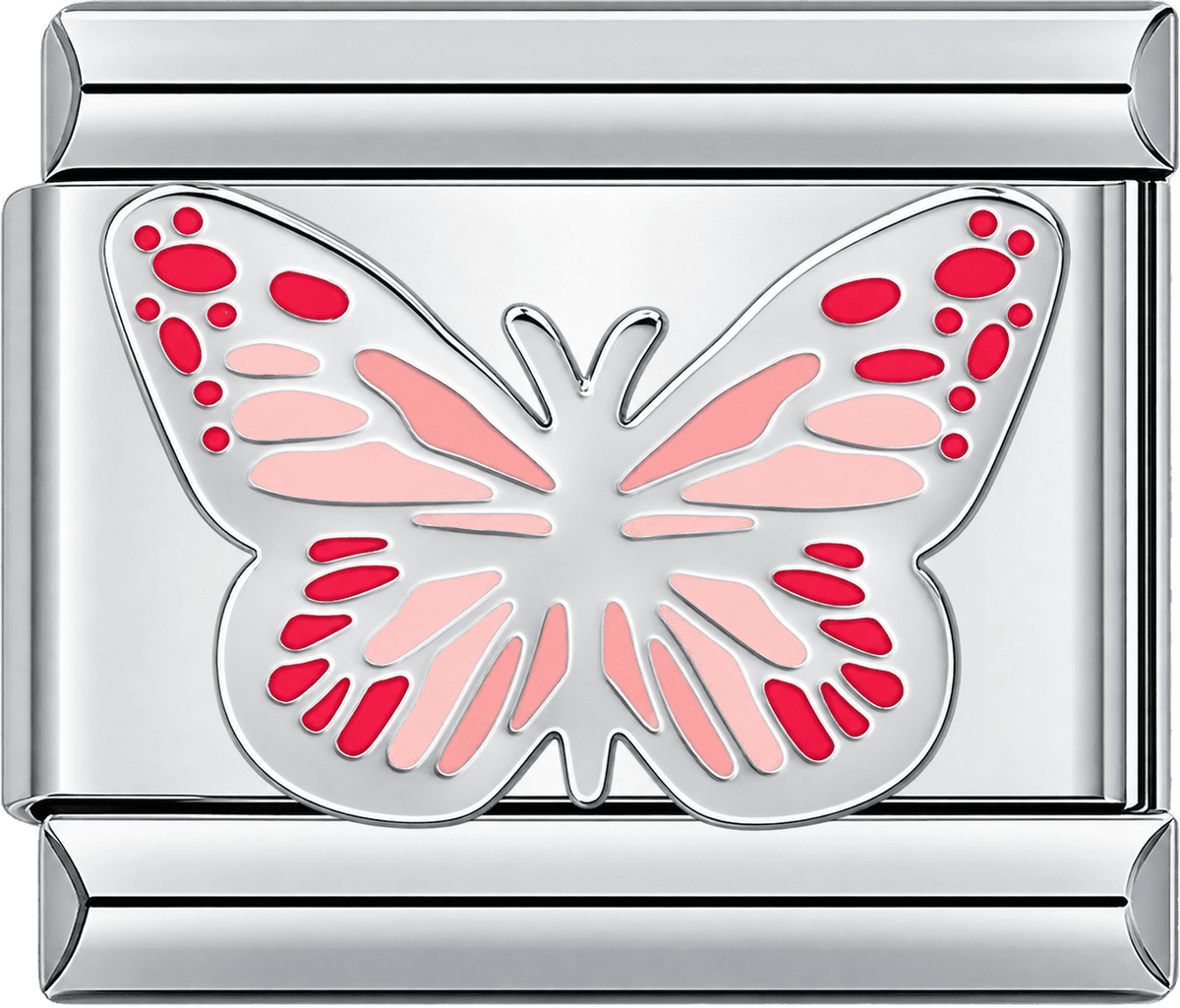 Red Pink Enamel Butterfly Single Charm