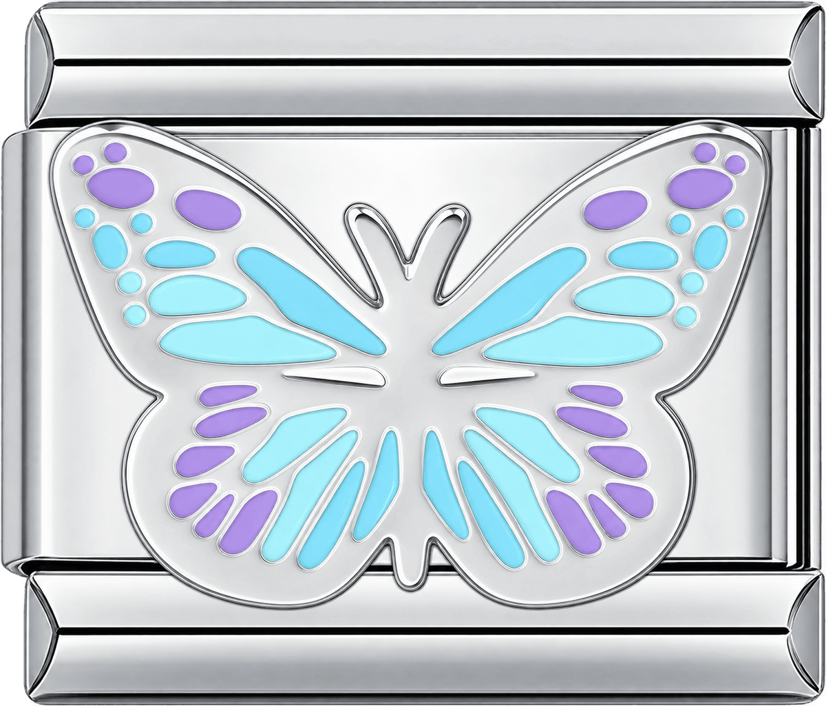 Aqua Purple Enamel Butterfly Single Charm