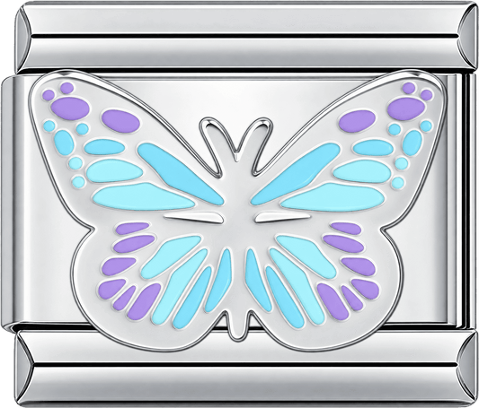 Aqua Purple Enamel Butterfly Single Charm