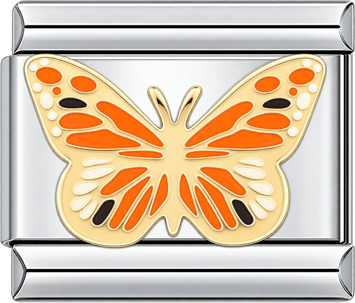 Gold Orange Enamel Butterfly Single Charm