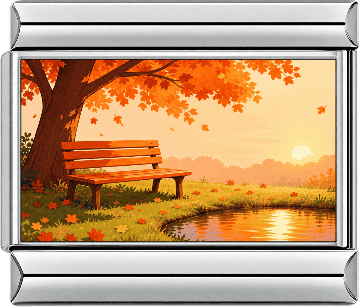 Autumn Lakeside Bench Single Charm