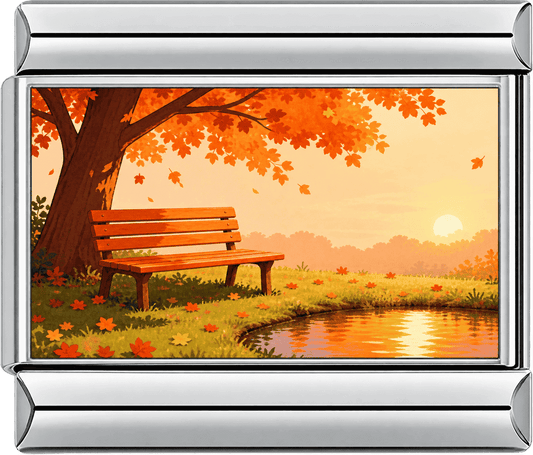 Autumn Lakeside Bench Single Charm