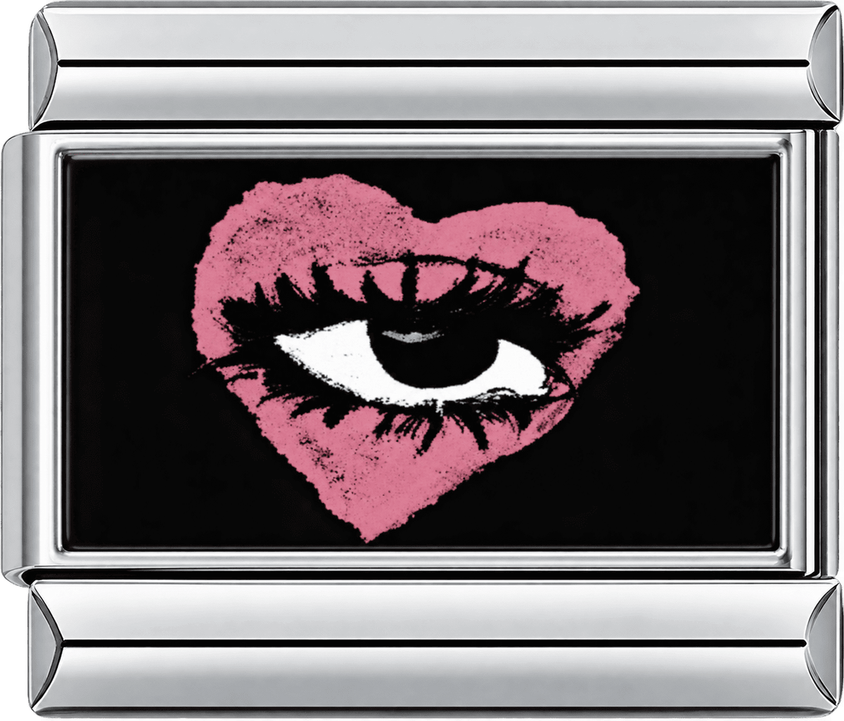 Pink Heart Eye On Black Single Charm